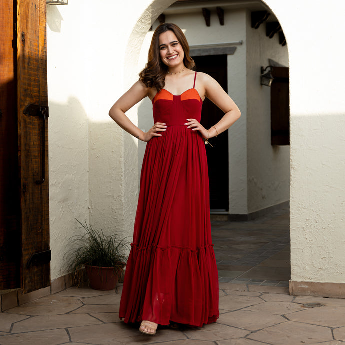 Pomelo Georgette Long Dress